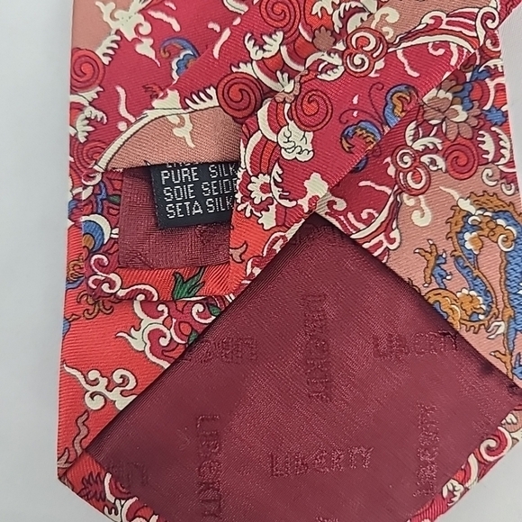 Vintage Liberty Red Green Blue Maroon Silk Tie 3.5" X 56" - Picture 6 of 6